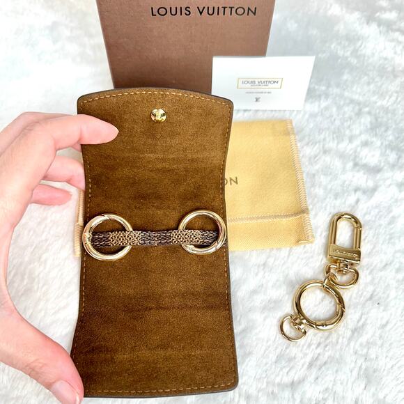 Louis Vuitton Damier Ebene Key holder Fob holder keychain or cufflinks case NICE - Picture 8 of 16